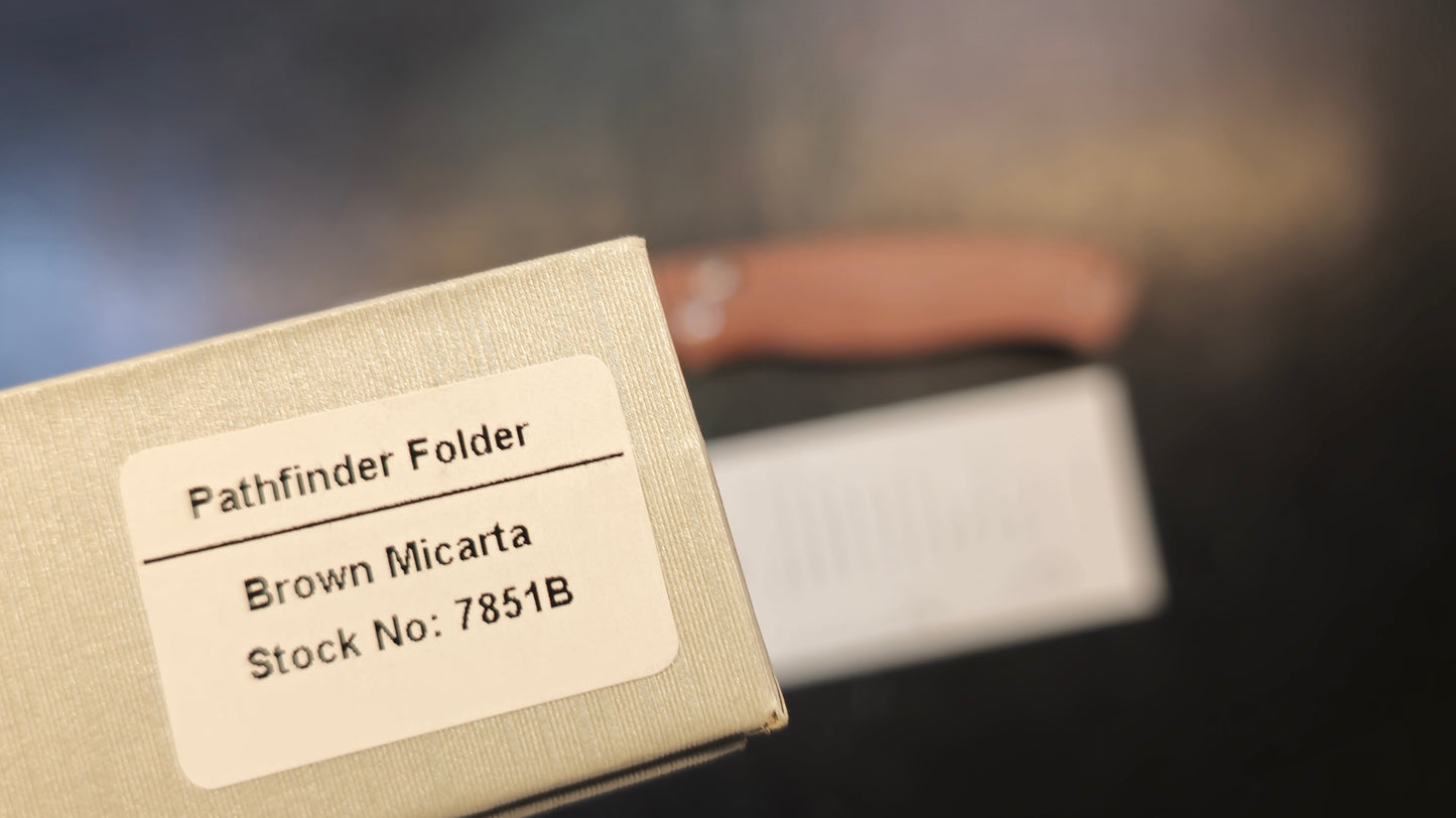 Real Steel Pathfinder Bushcraft Folding Knife Brown Micarta 14C28N (SCANDI GRIND) Plain Edge (OPEN BOX)