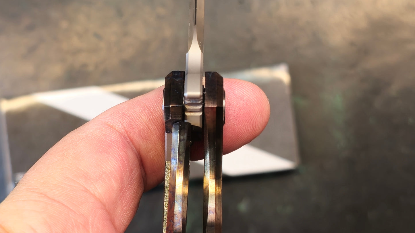 TwoSun TS220 Folding Knife Color Titanium Handle M390 Plain Edge  (CLOSEOUT)