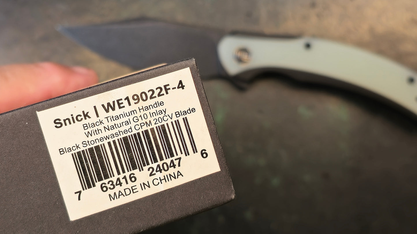 WEKNIFE Snick Flipper Knife Titanium & G10 Handle (3.47" CPM 20CV Blade) WE19022F-4 (Open Box)