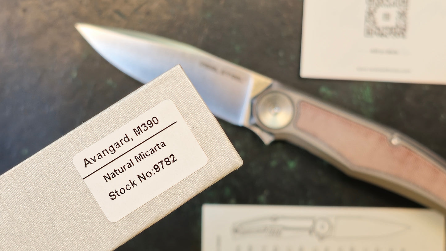 Real Steel Avangard Titanium/Natural Micarta Handle M390 Satin  (NEW - Open Box)