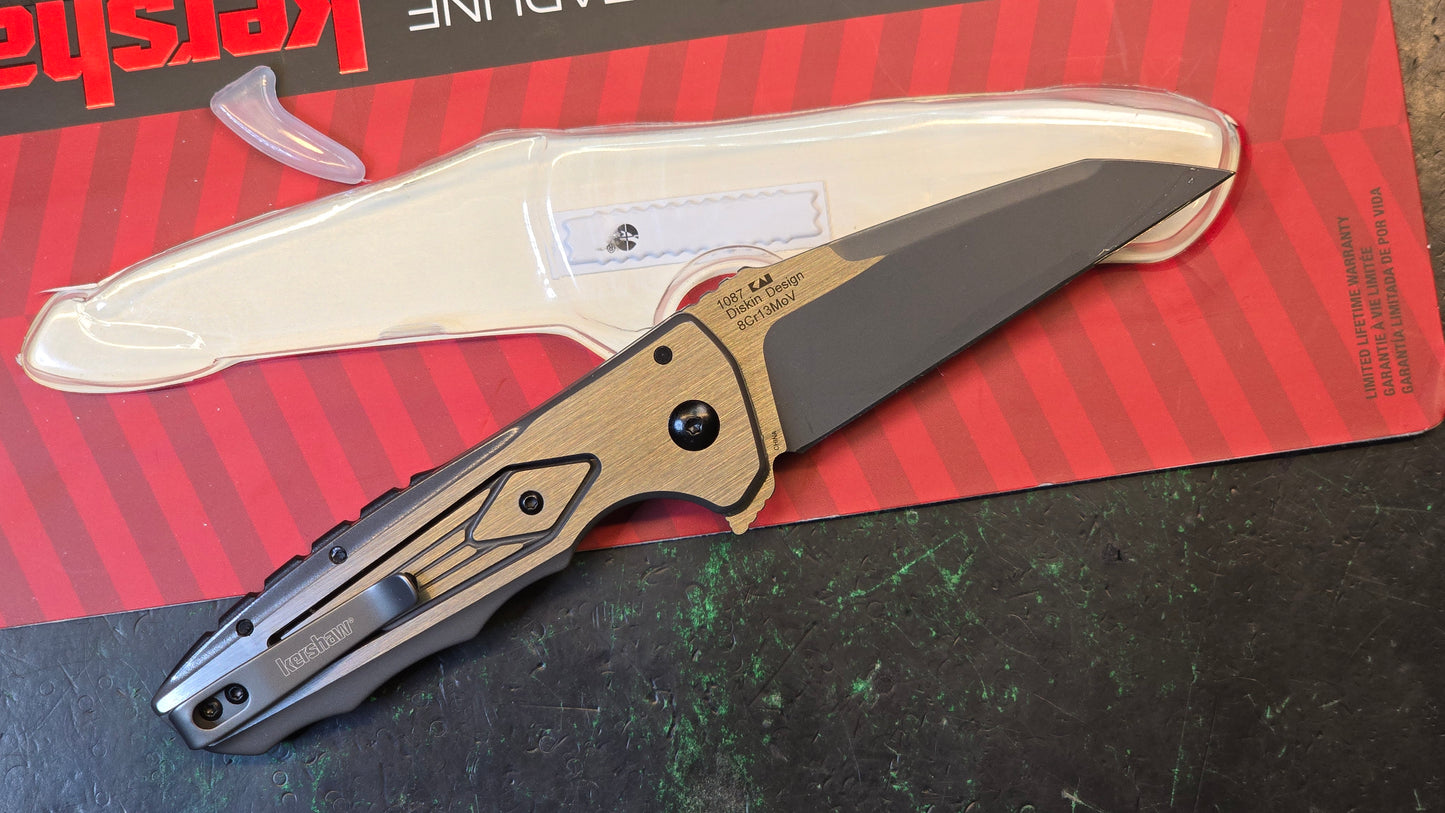 Kershaw Deadline 3.8 in. 8Cr13MoV Stainless Blade 2-Toned Handle, Reversible Deep Carry Clip, KVT Ball-Bearing (CLOSEOUT - OPEN BOX)