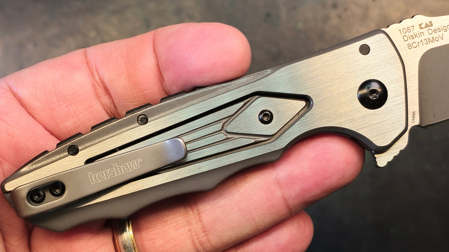 Kershaw Deadline 3.8 in. 8Cr13MoV Stainless Blade 2-Toned Handle, Reversible Deep Carry Clip, KVT Ball-Bearing (CLOSEOUT - OPEN BOX)
