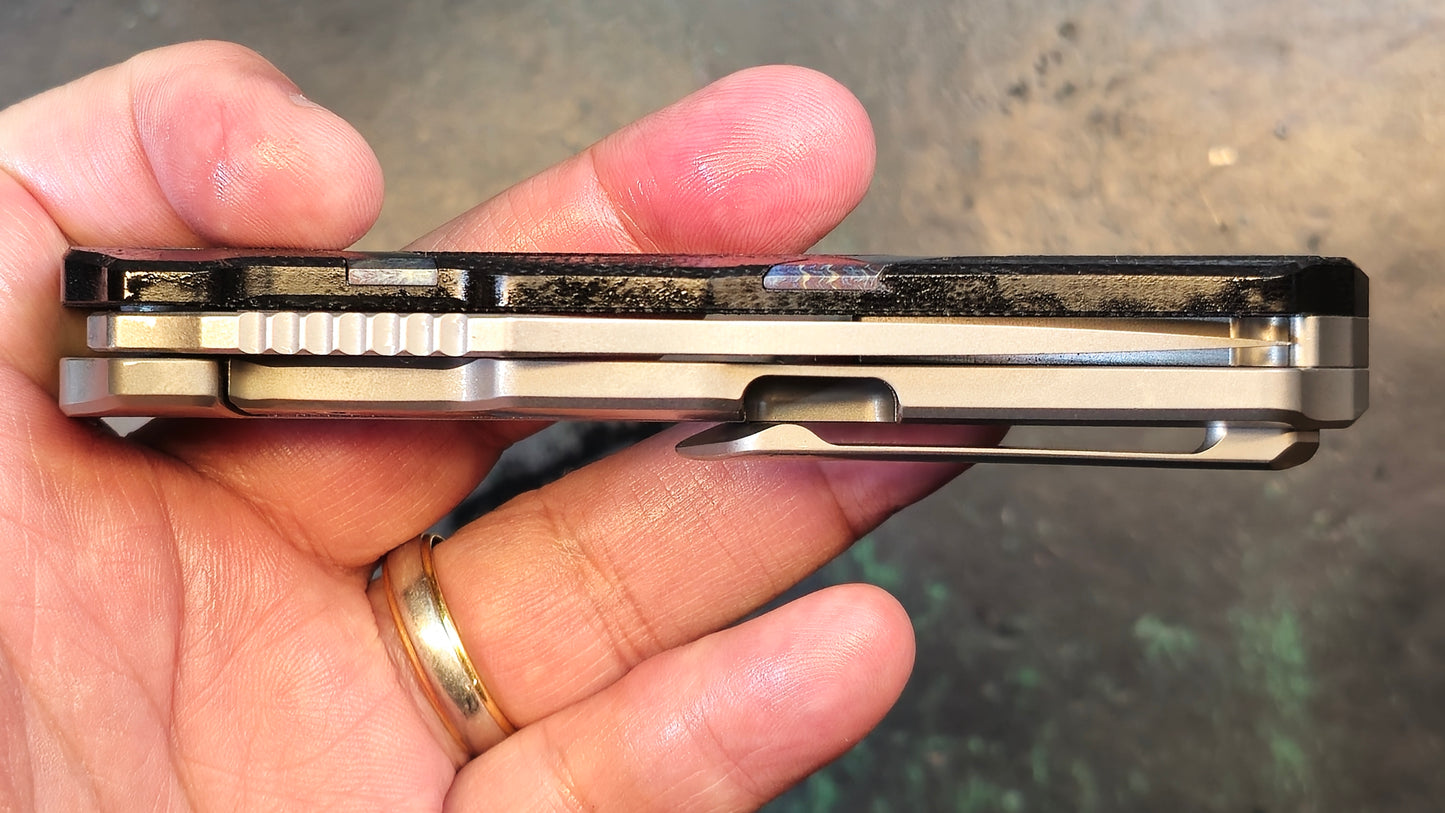 TwoSun TS513 Stonewash Titanium Handle 14C28N Plain Edge (NEW)