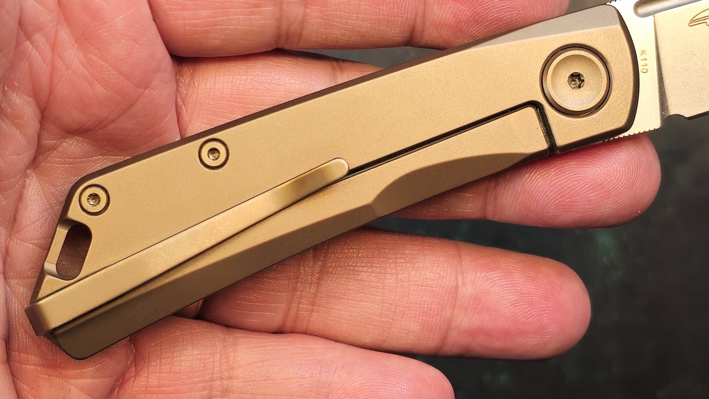 Real Steel Luna ECO Bronze Stainless Steel Handle K110 Plain Edge Bead Blast Finish (NEW - OPEN BOX)