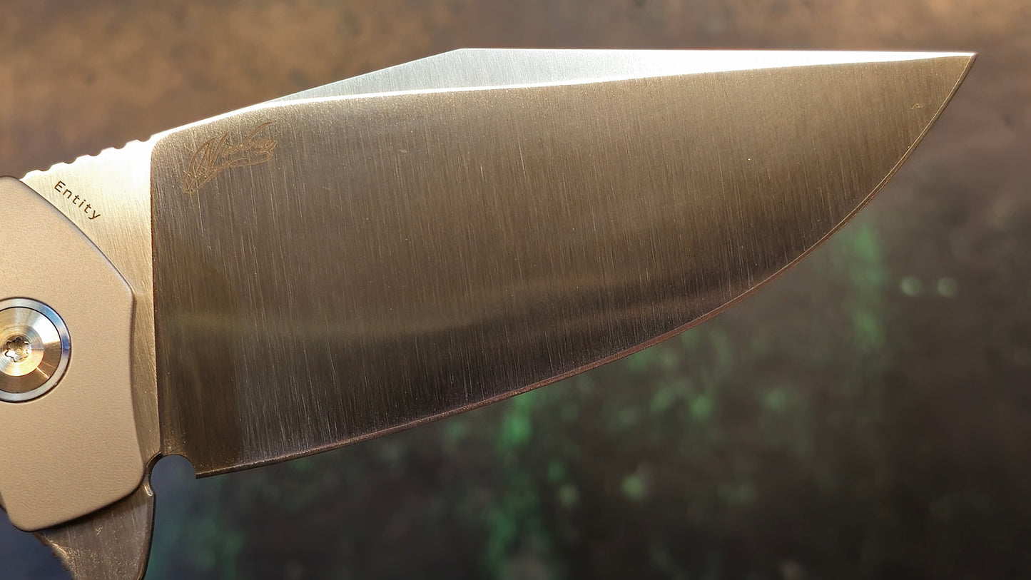 Kansept Entity Bead Blast Titanium Handle S35VN Plain Edge Satin Finish (NEW - OPEN BOX)