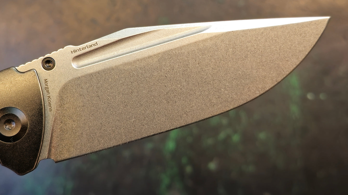 Kansept Hinterland Blackwash Titanium/Green Micarta Handle S35VN Plain Edge Stonewash Finish (NEW - OPEN BOX)