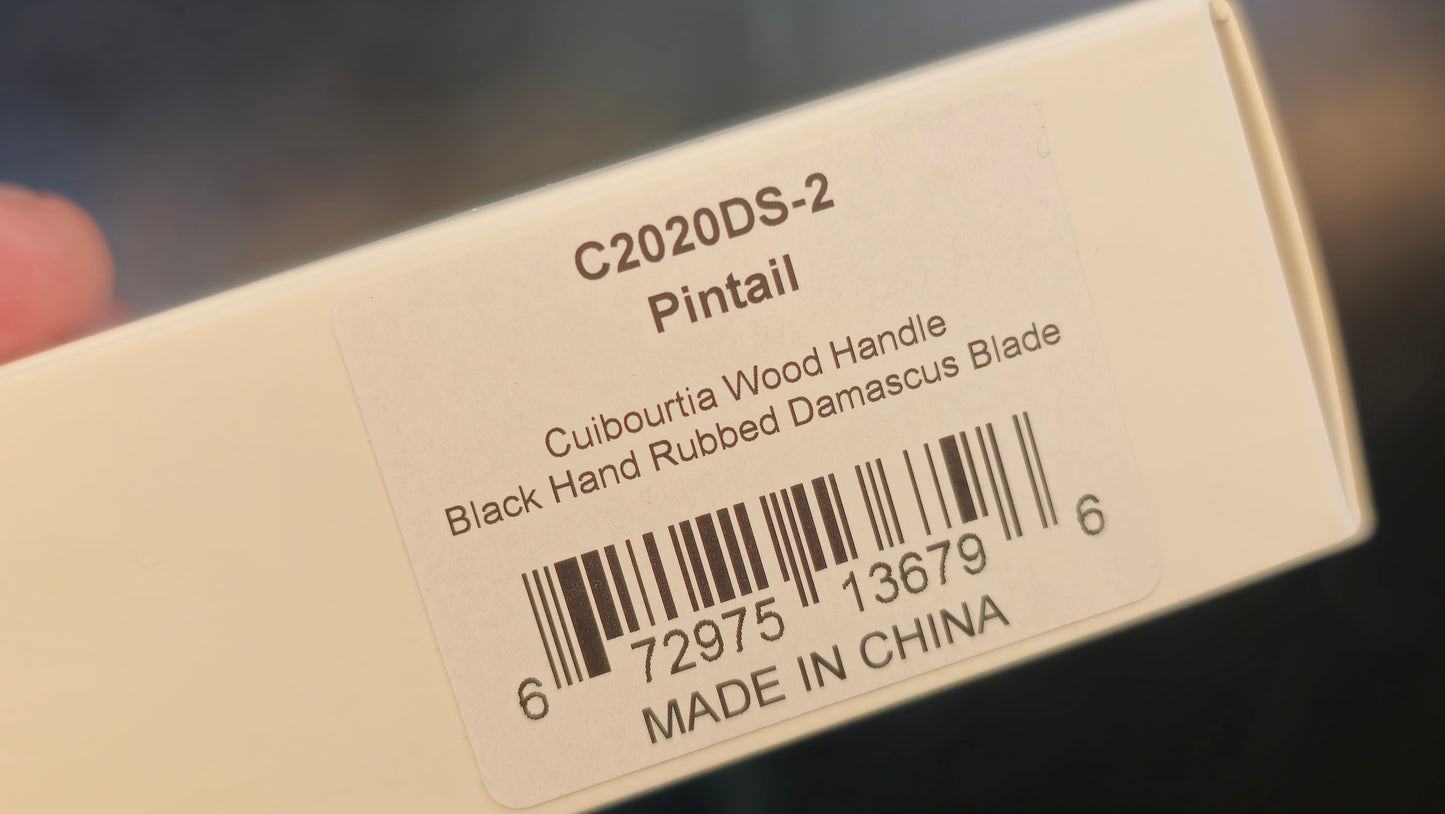 CIVIVI Pintail Flipper & Thumb Stud Knife Wood Handle 2.98" Damascus Blade