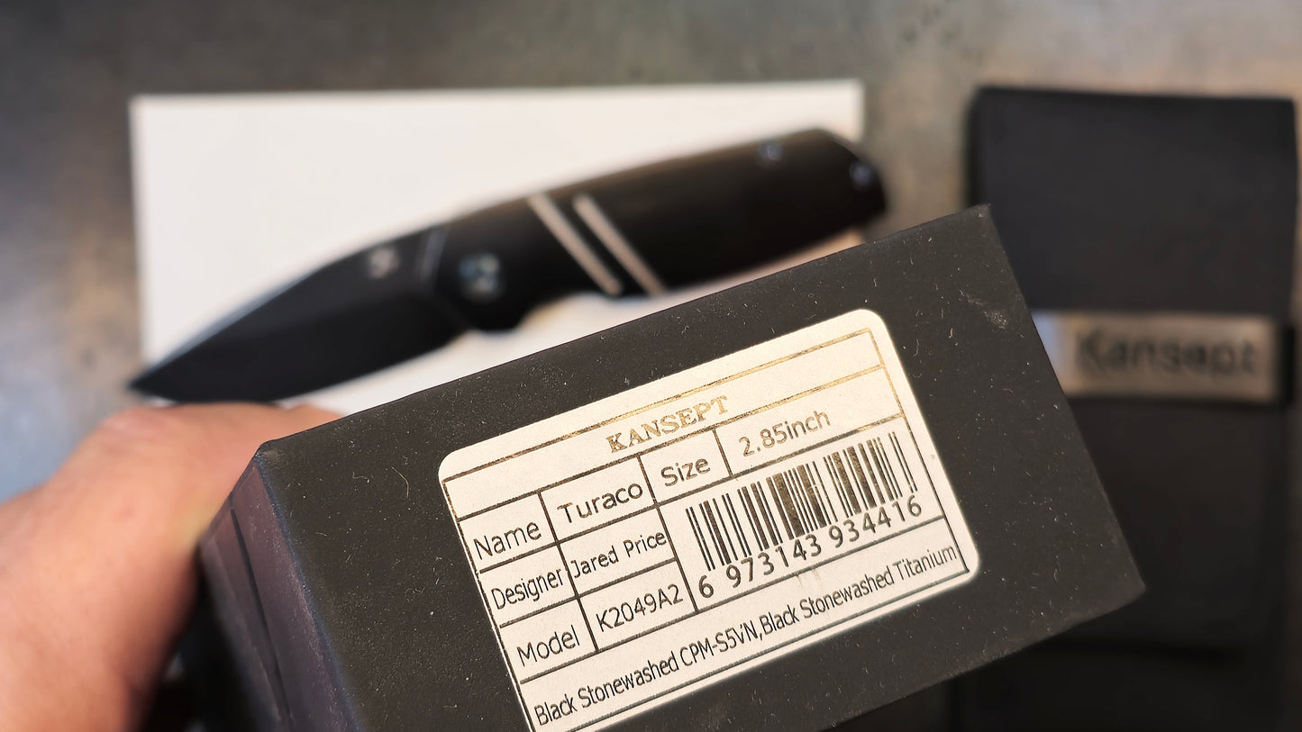 Kansept Turaco Black Stonewash Titanium S35VN Plain Edge Black Stonewash (CLOSEOUT - USED)