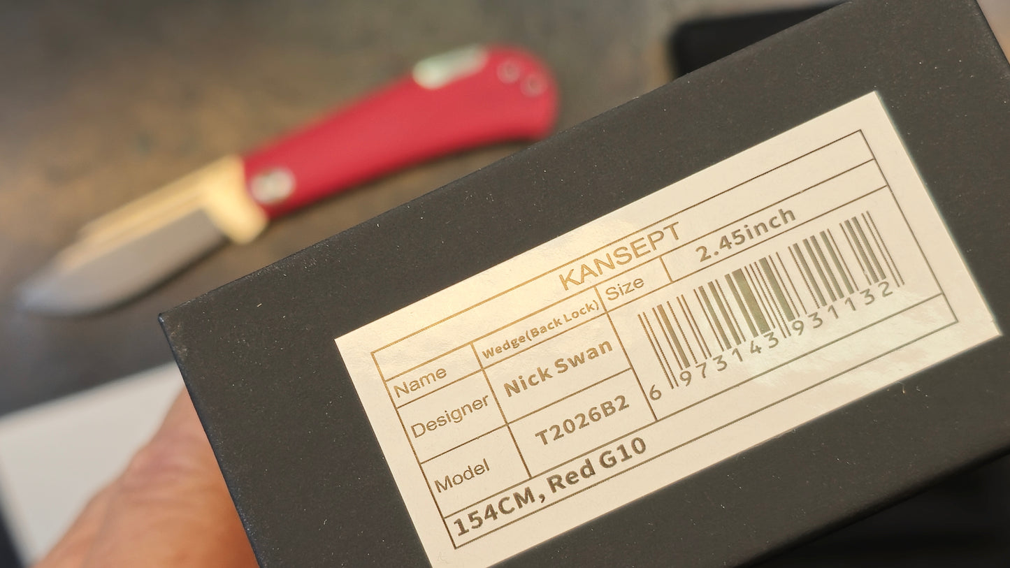 KANSEPT Wedge Back Lock Red G10 2.45'' 154CM Blade (CLOSEOUT - Open Box)