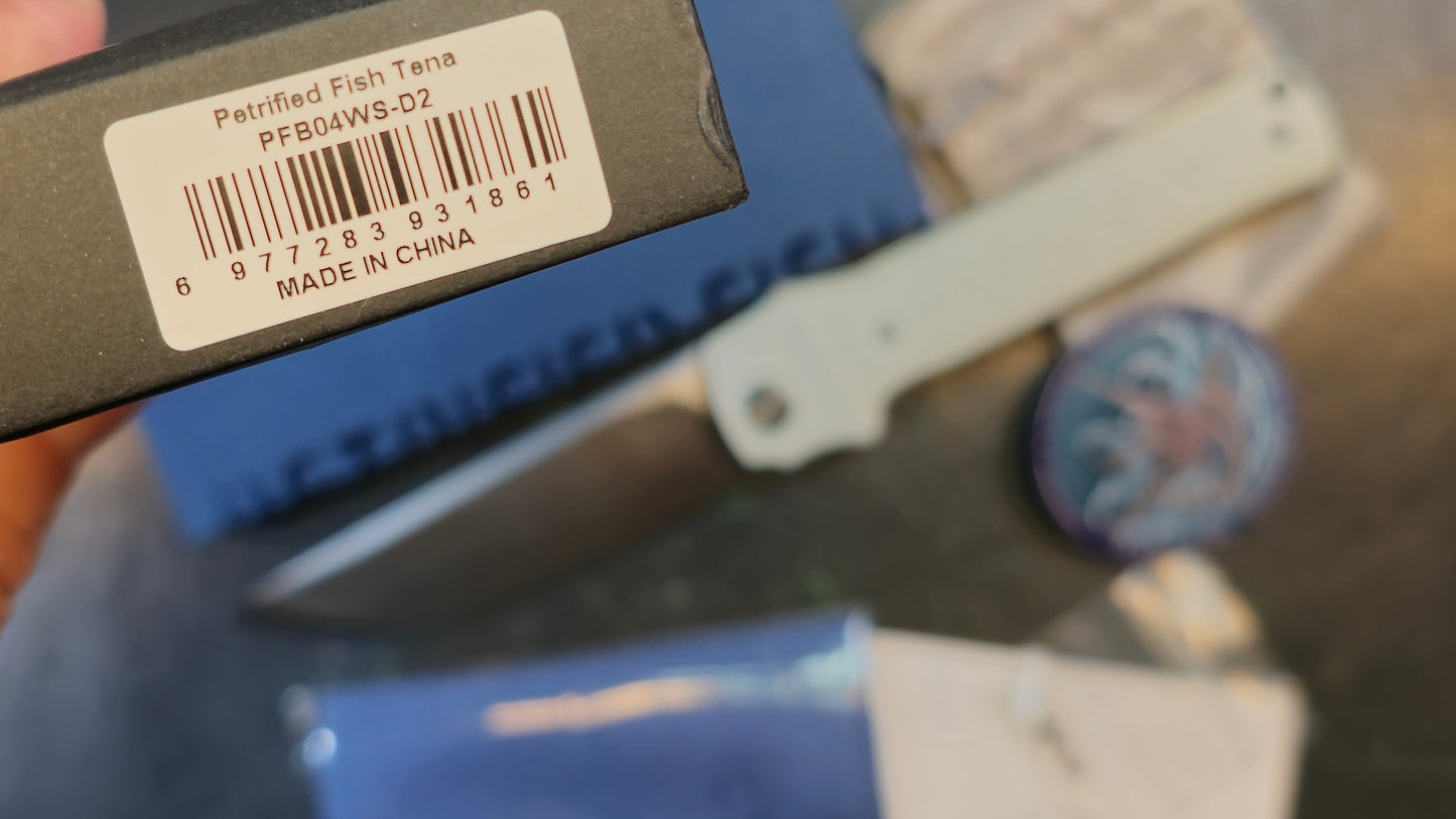 Petrified Fish Tena White G10 D2 Plain Edge Satin (NEW - OPEN BOX)