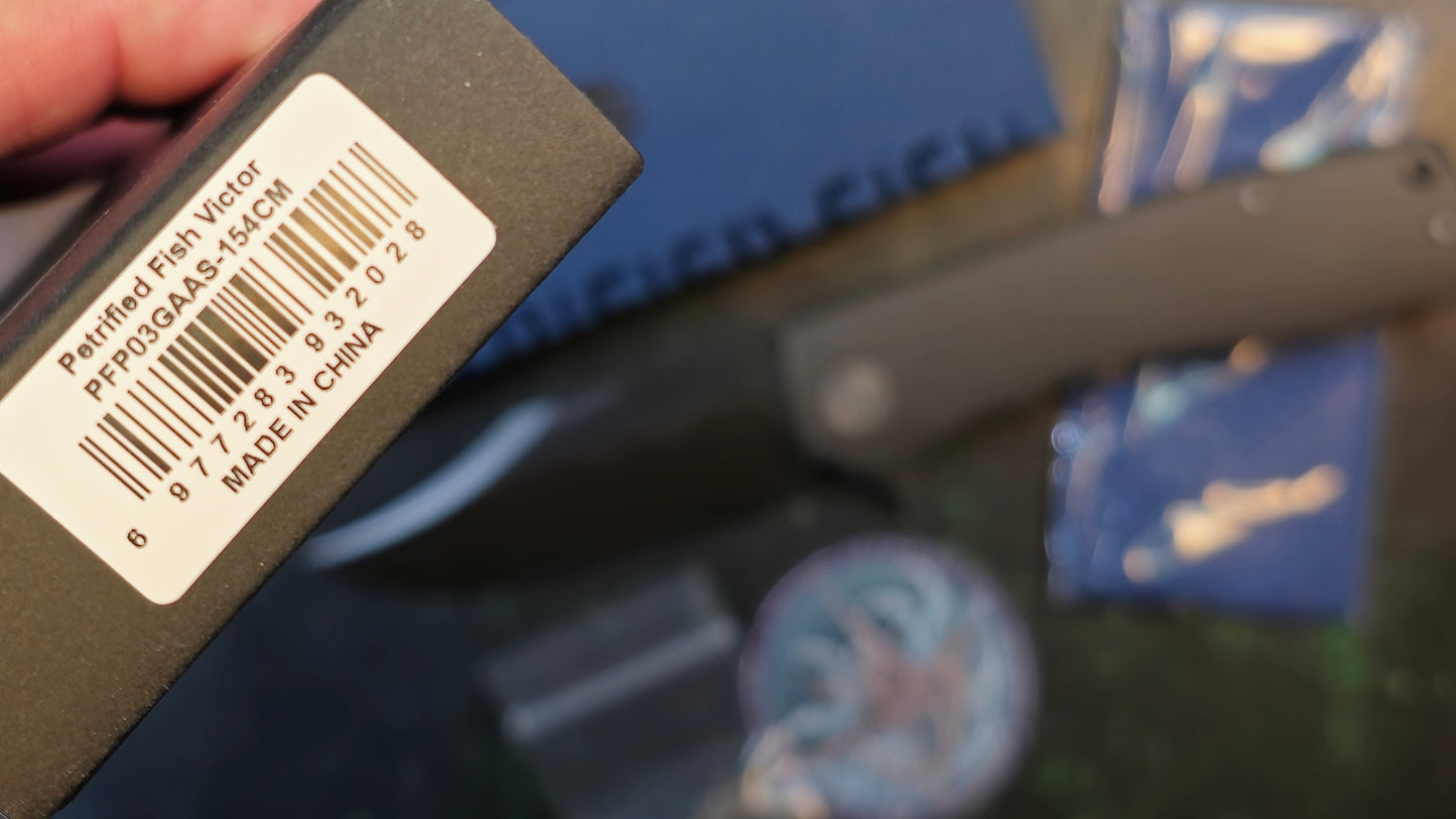 Petrified Fish PFP03 Victor Gray Aluminum 154CM Clip Point (NEW - OPEN BOX)