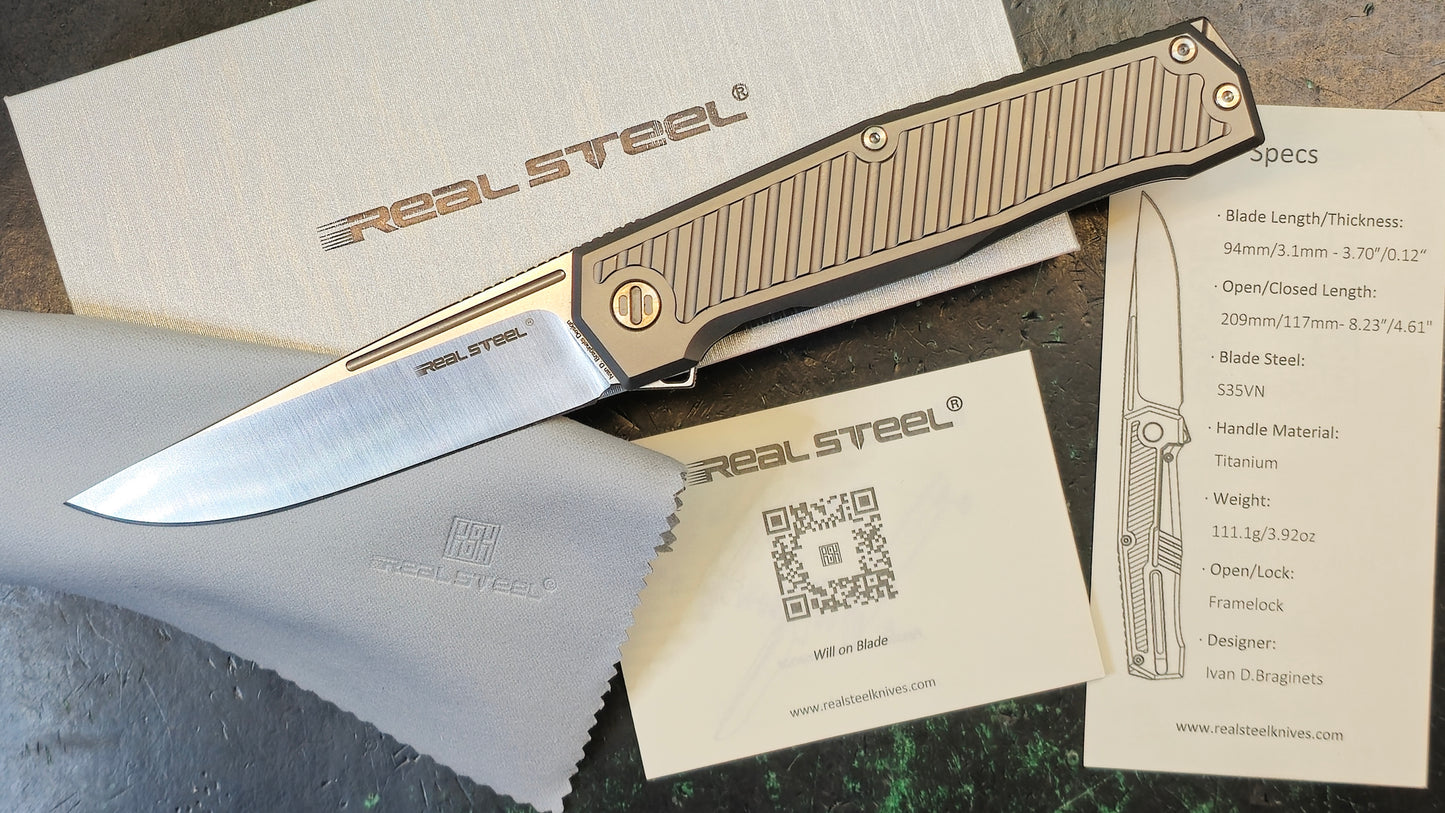 Real Steel Rokot Premium Gray Titanium Handle S35VN (NEW)
