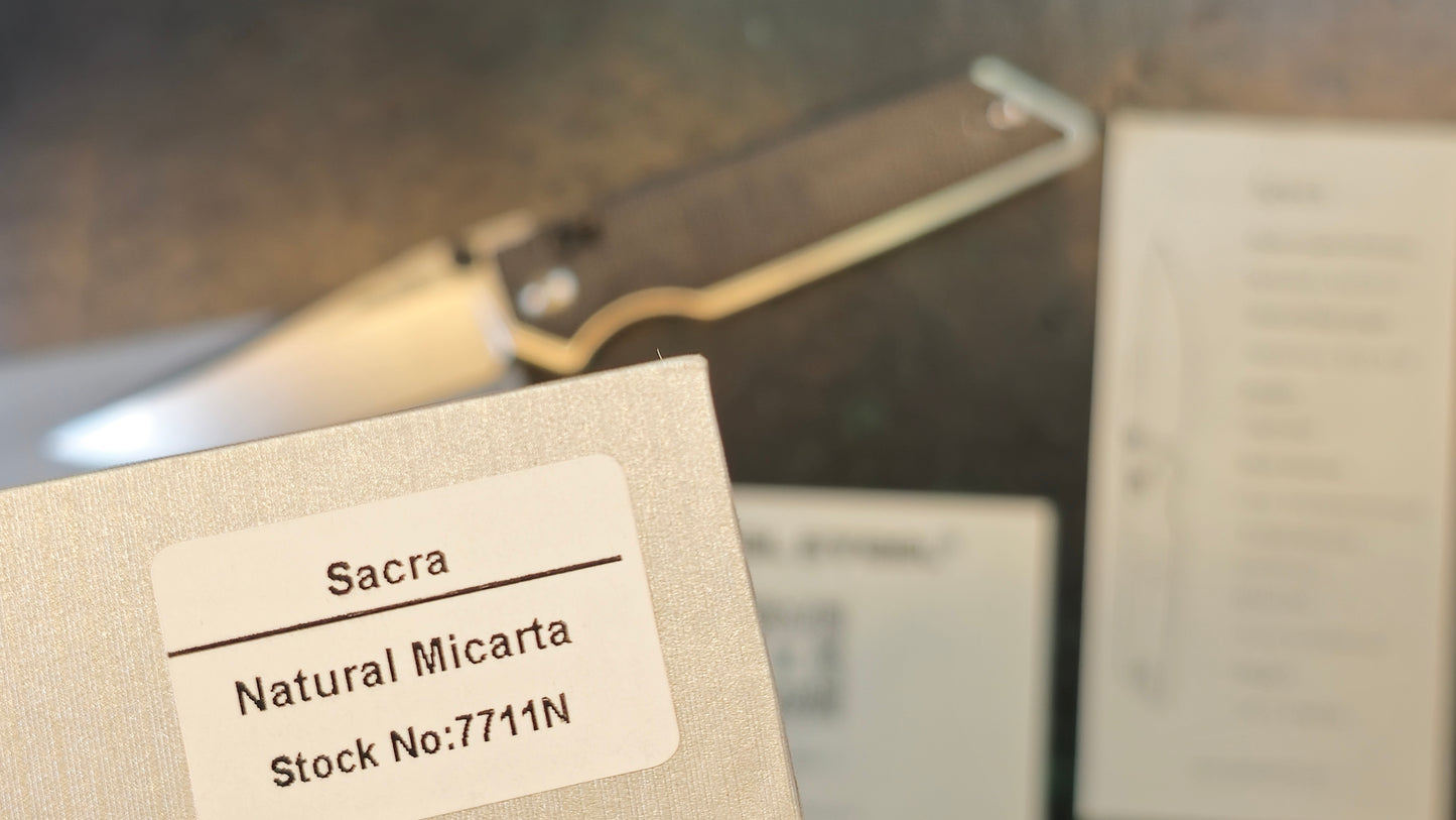 Real Steel Sacra Slide Lock Natural Micarta K110 (New - OPEN BOX)