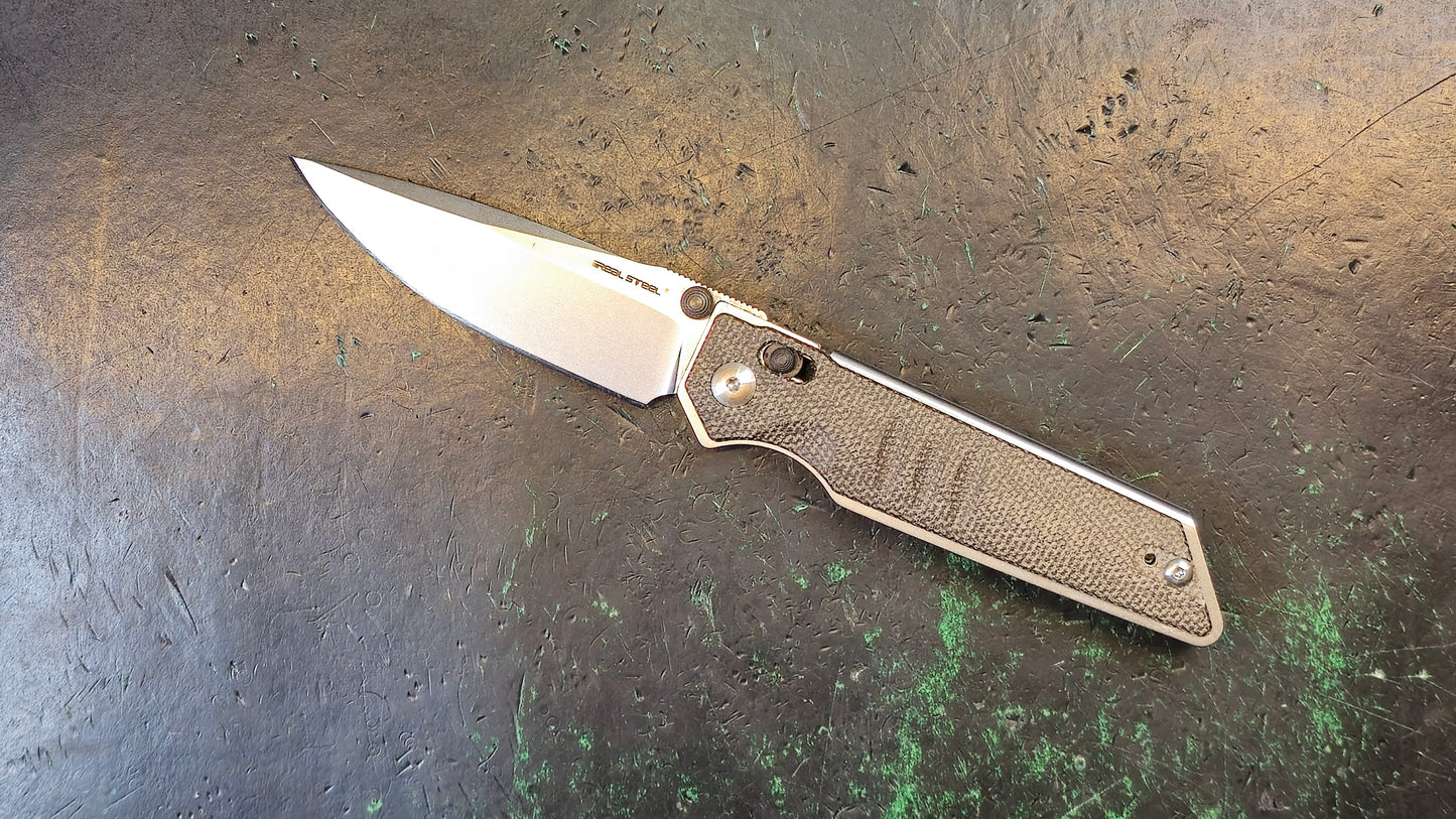 Real Steel Sacra Slide Lock Natural Micarta K110 (New - OPEN BOX)