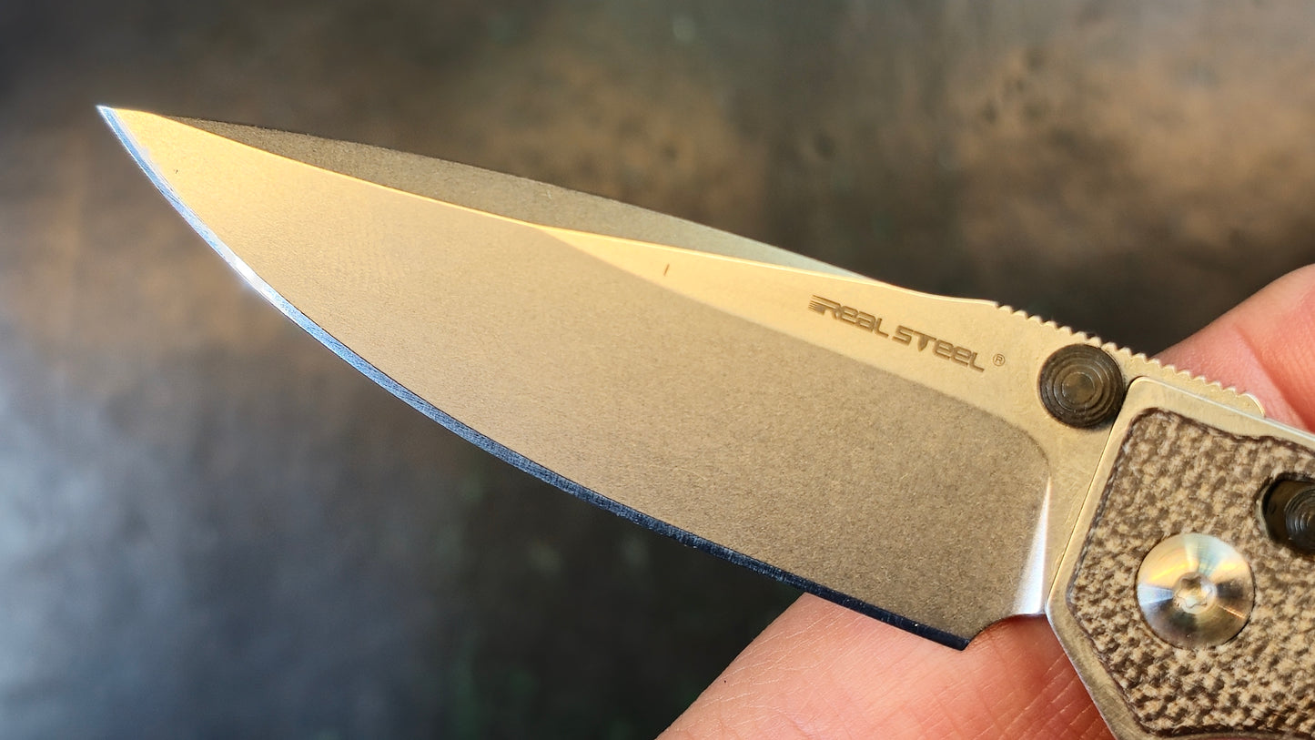 Real Steel Sacra Slide Lock Natural Micarta K110 (New - OPEN BOX)