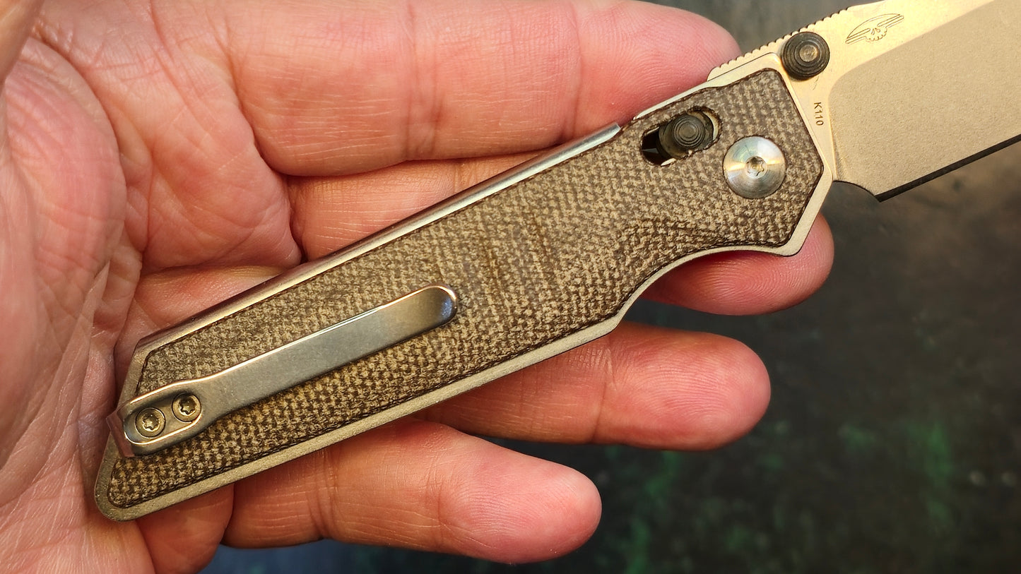 Real Steel Sacra Slide Lock Natural Micarta K110 (New - OPEN BOX)