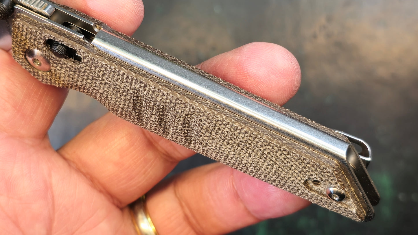 Real Steel Sacra Slide Lock Natural Micarta K110 (New - OPEN BOX)