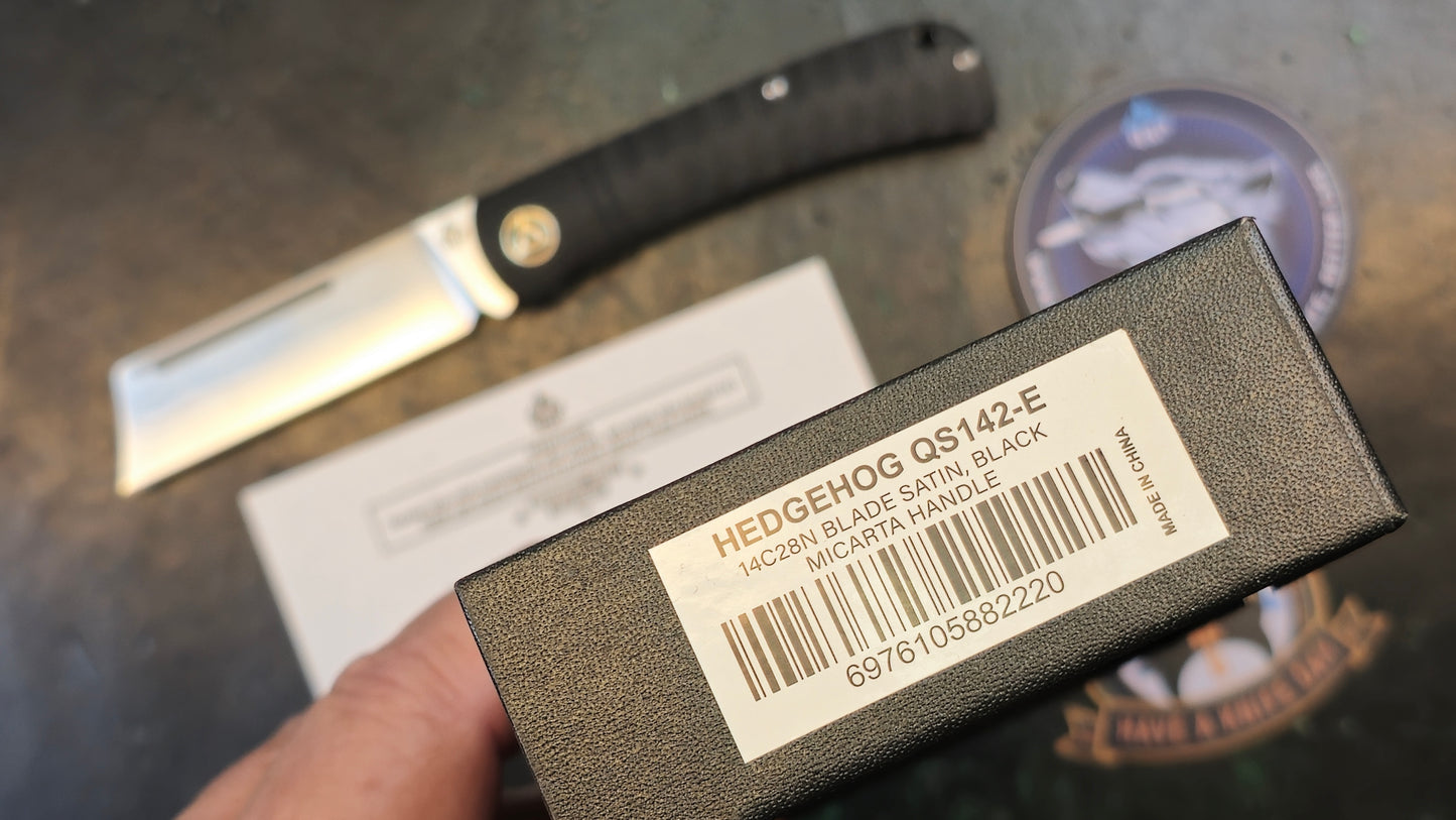 QSP Hedgehog Slip Joint Black Micarta Handle 14C28N Plain Edge (NEW - NIB)