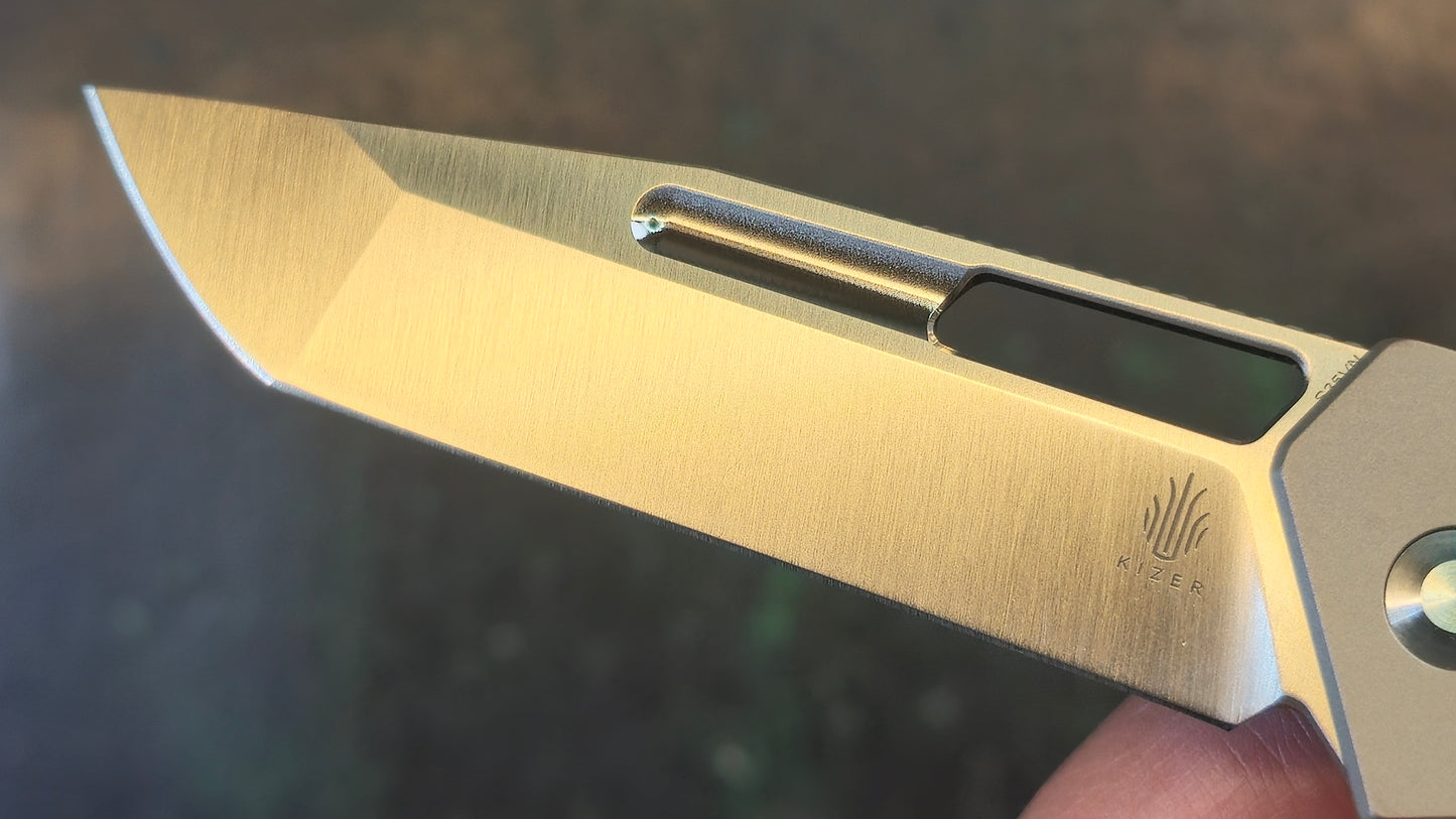 Kizer Beyond Tanto Folding Knife Frame Lock S35VN Blade Titanium Handle (NEW - OPEN BOX)