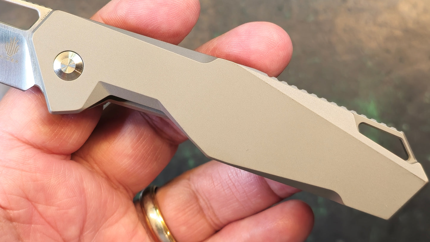 Kizer Beyond Tanto Folding Knife Frame Lock S35VN Blade Titanium Handle (NEW - OPEN BOX)