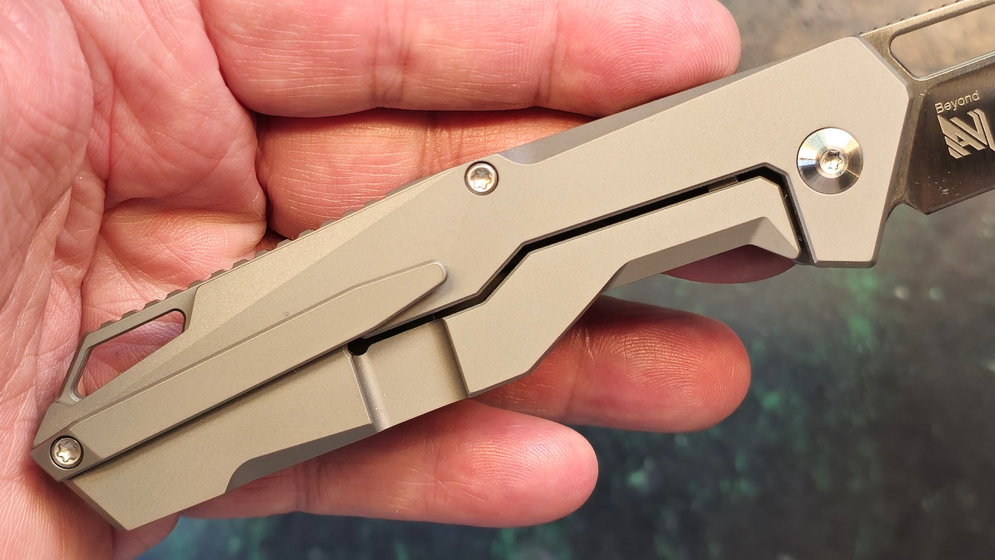 Kizer Beyond Tanto Folding Knife Frame Lock S35VN Blade Titanium Handle (NEW - OPEN BOX)