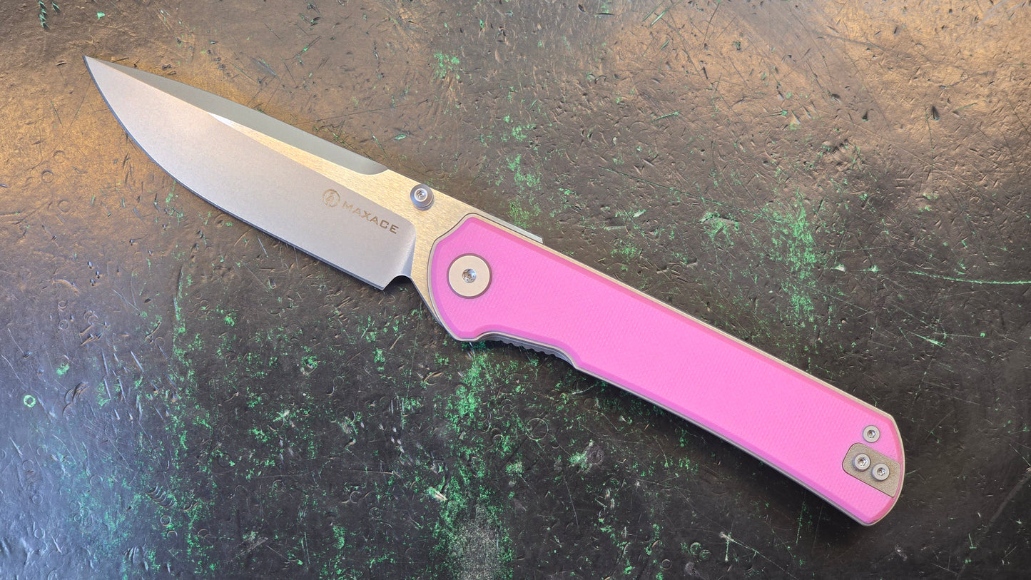 Maxace Peregrine S Pink G10 10CR15COMOV (NEW - OPEN BOX)