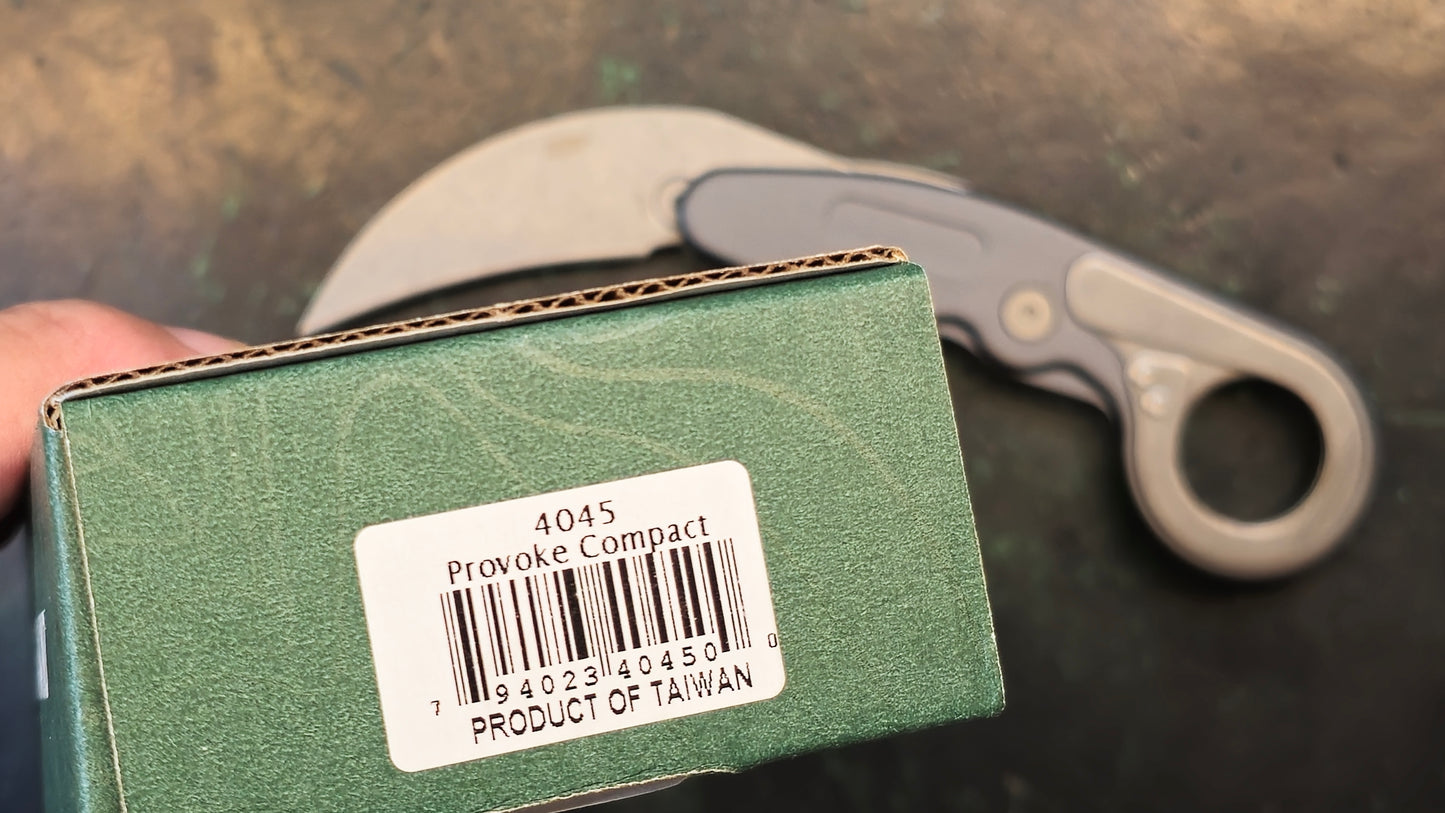 CRKT Provoke Compact Gray Aluminum D2 Plain Edge Stonewash (NEW - Open Box)