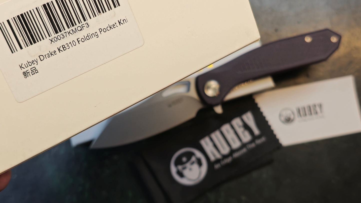 Kubey Drake Purple G10 3.46" Bohler M390 KB310G (NEW - OPEN BOX)