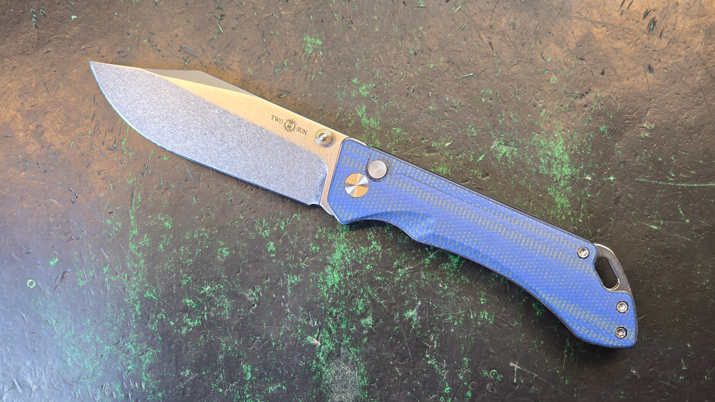 TWOSUN TS495 Blue Micarta Handle 14C28N (NEW)