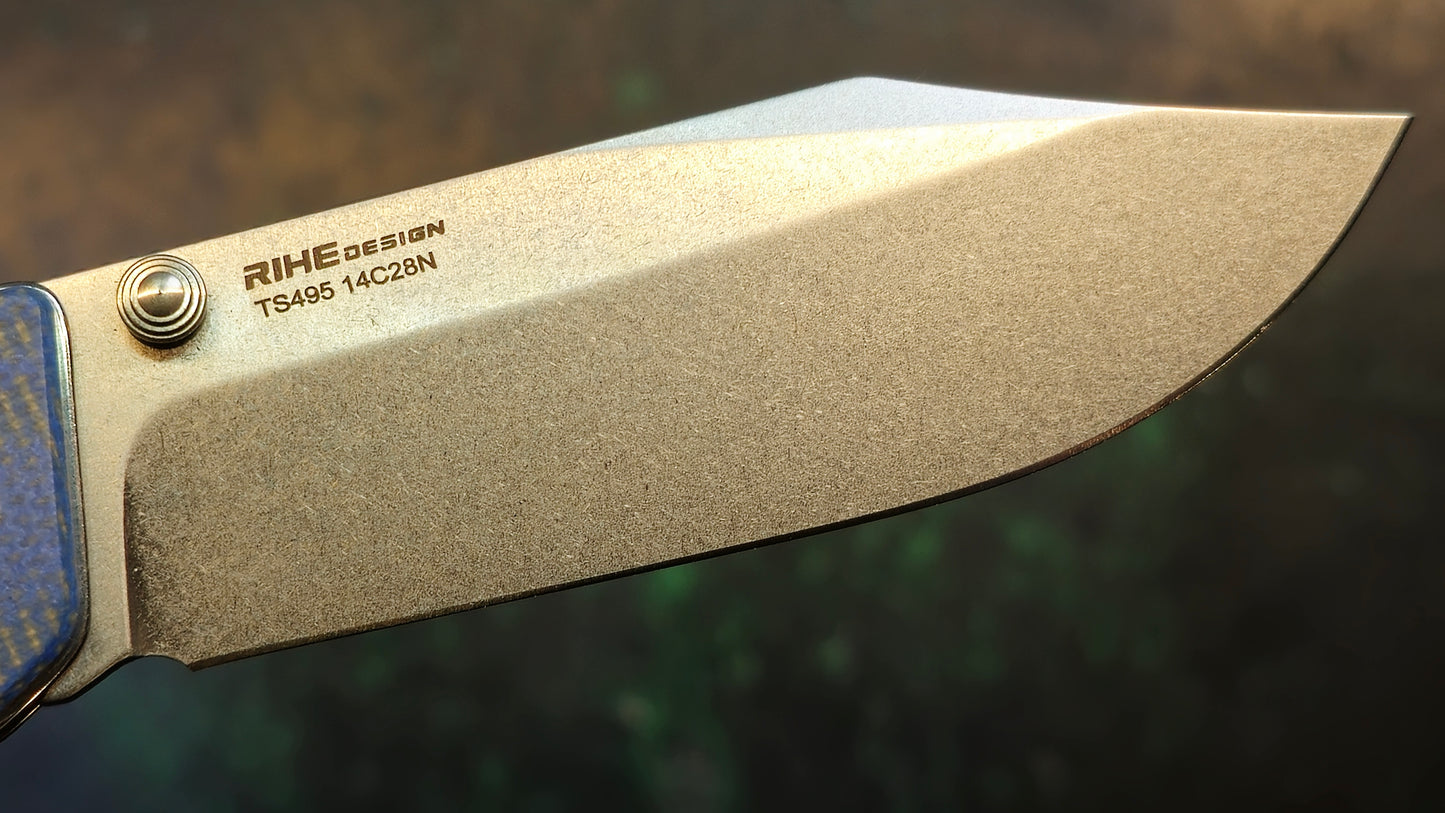 TWOSUN TS495 Blue Micarta Handle 14C28N (NEW)