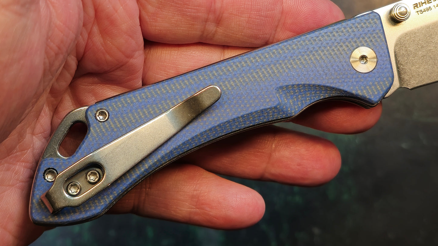 TWOSUN TS495 Blue Micarta Handle 14C28N (NEW)