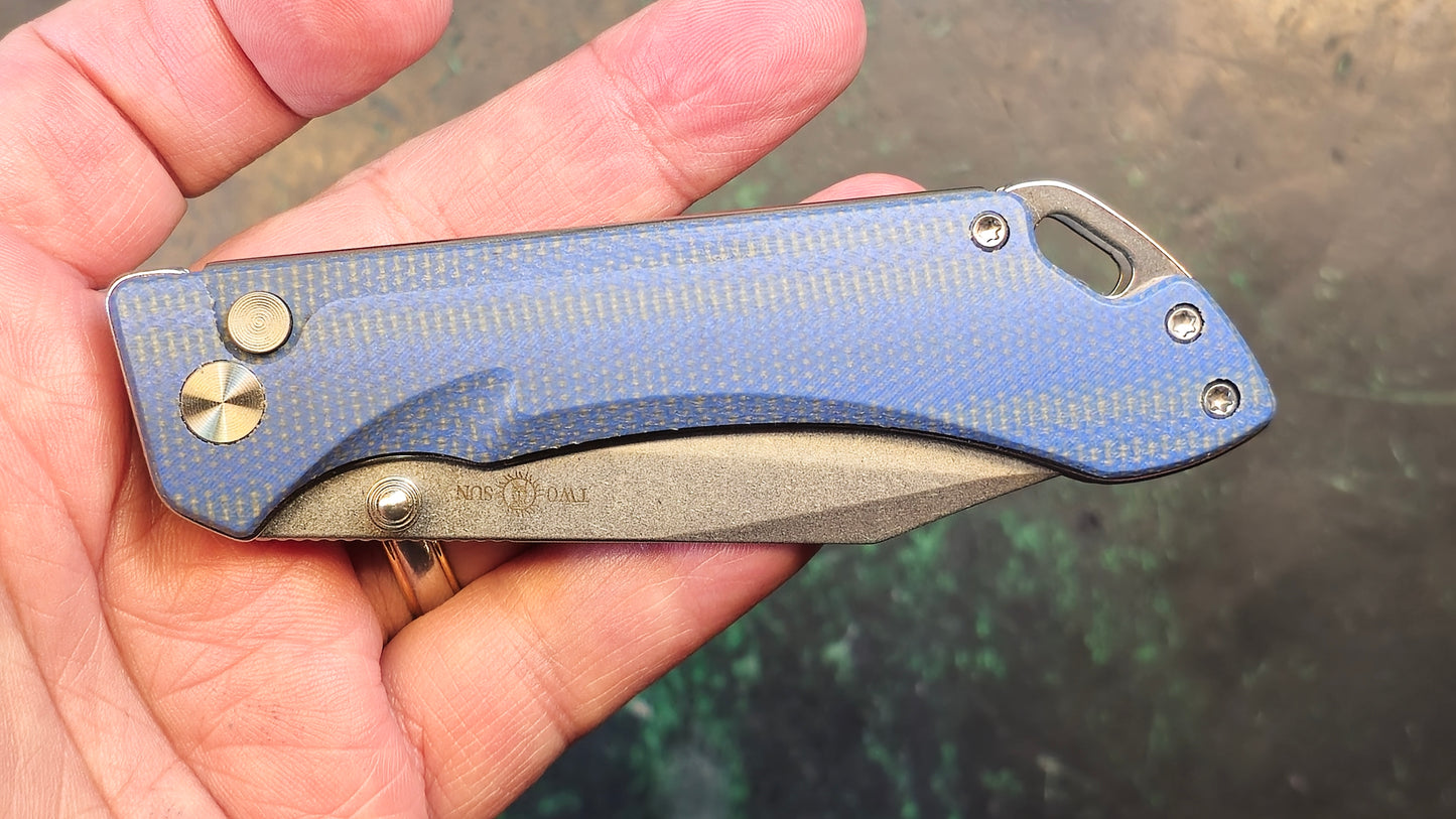 TWOSUN TS495 Blue Micarta Handle 14C28N (NEW)