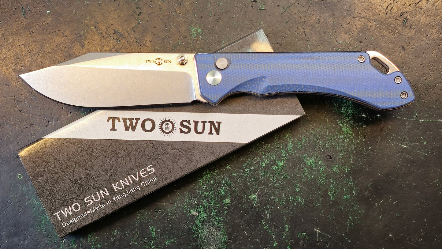 TWOSUN TS495 Blue Micarta Handle 14C28N (NEW)