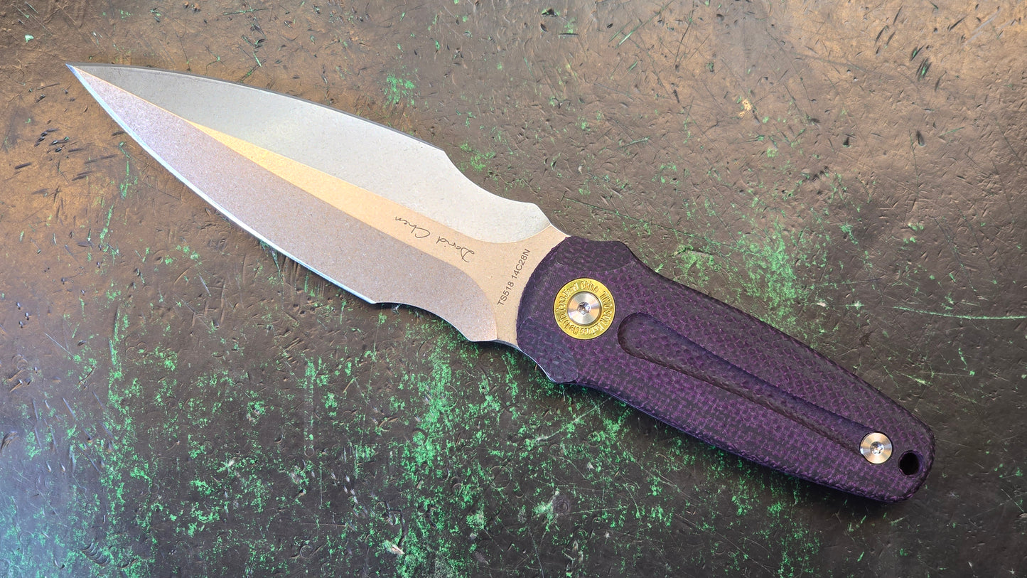 TWOSUN TS518 Fixed Blade Knife Black Micarta Handle 14C28N (NEW)
