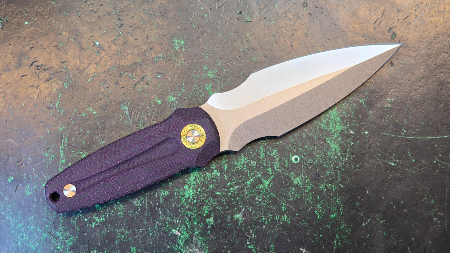 TWOSUN TS518 Fixed Blade Knife Black Micarta Handle 14C28N (NEW)
