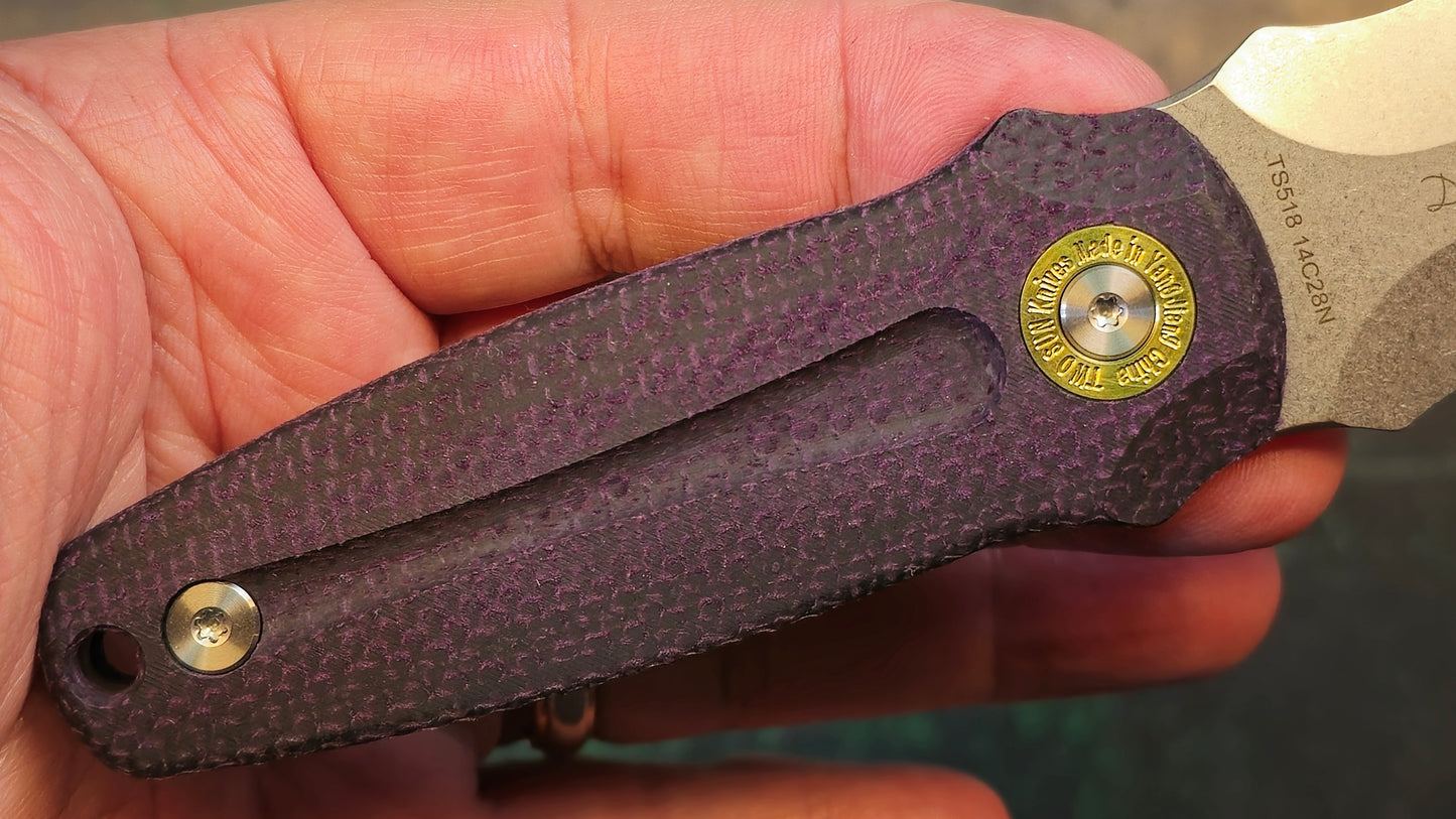 TWOSUN TS518 Fixed Blade Knife Black Micarta Handle 14C28N (NEW)