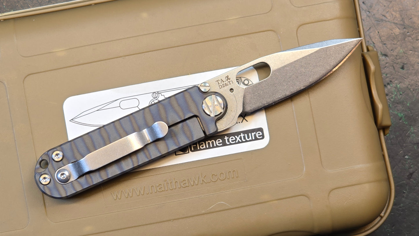 NAITHAWK TAX Mini 2" Flame Titanium Handle D2 (NEW / CLOSEOUT - OPEN BOX)