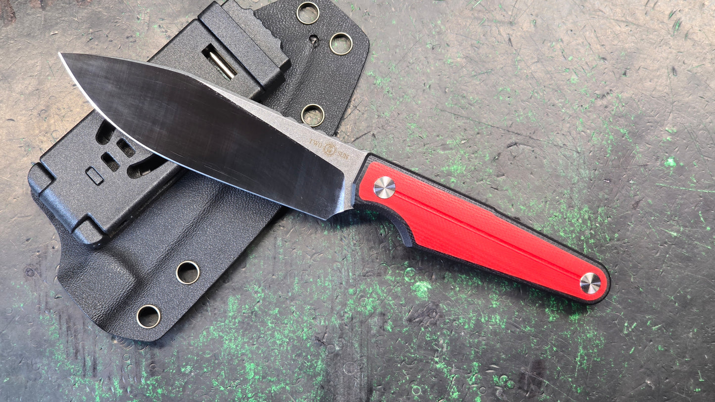 TWOSUN TS519 Fixed Blade Knife Red/Black G10 14C28N (NEW)