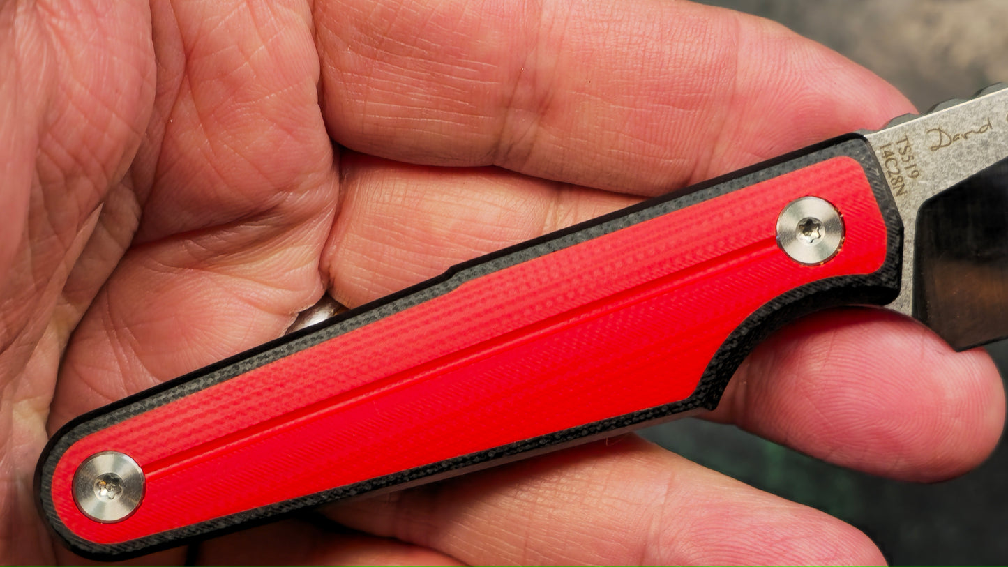 TWOSUN TS519 Fixed Blade Knife Red/Black G10 14C28N (NEW)