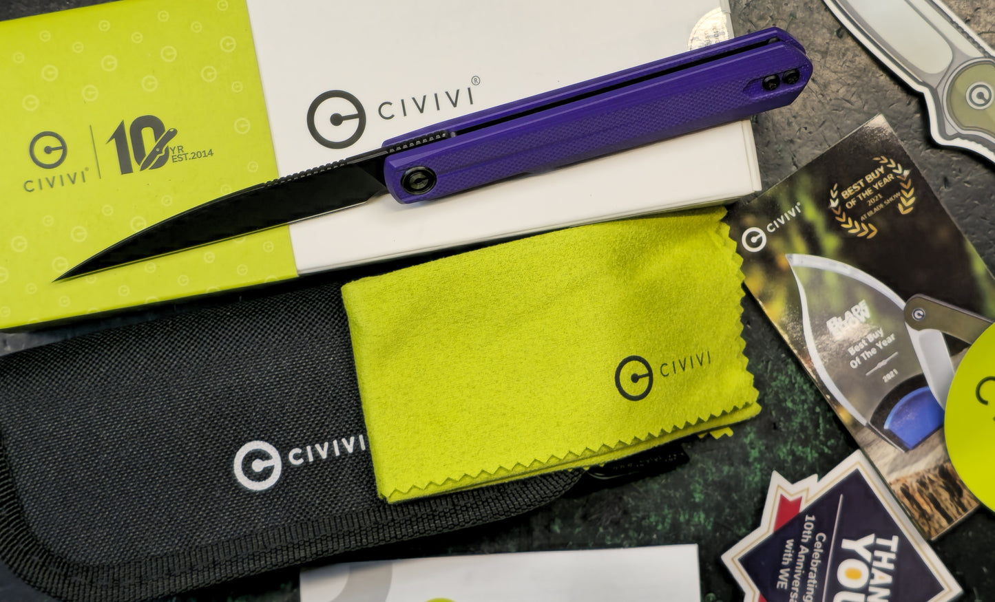 Civivi Clavi Purple G10 Nitro-V Wharncliffe Black Stonewash (new - OPEN BOX)