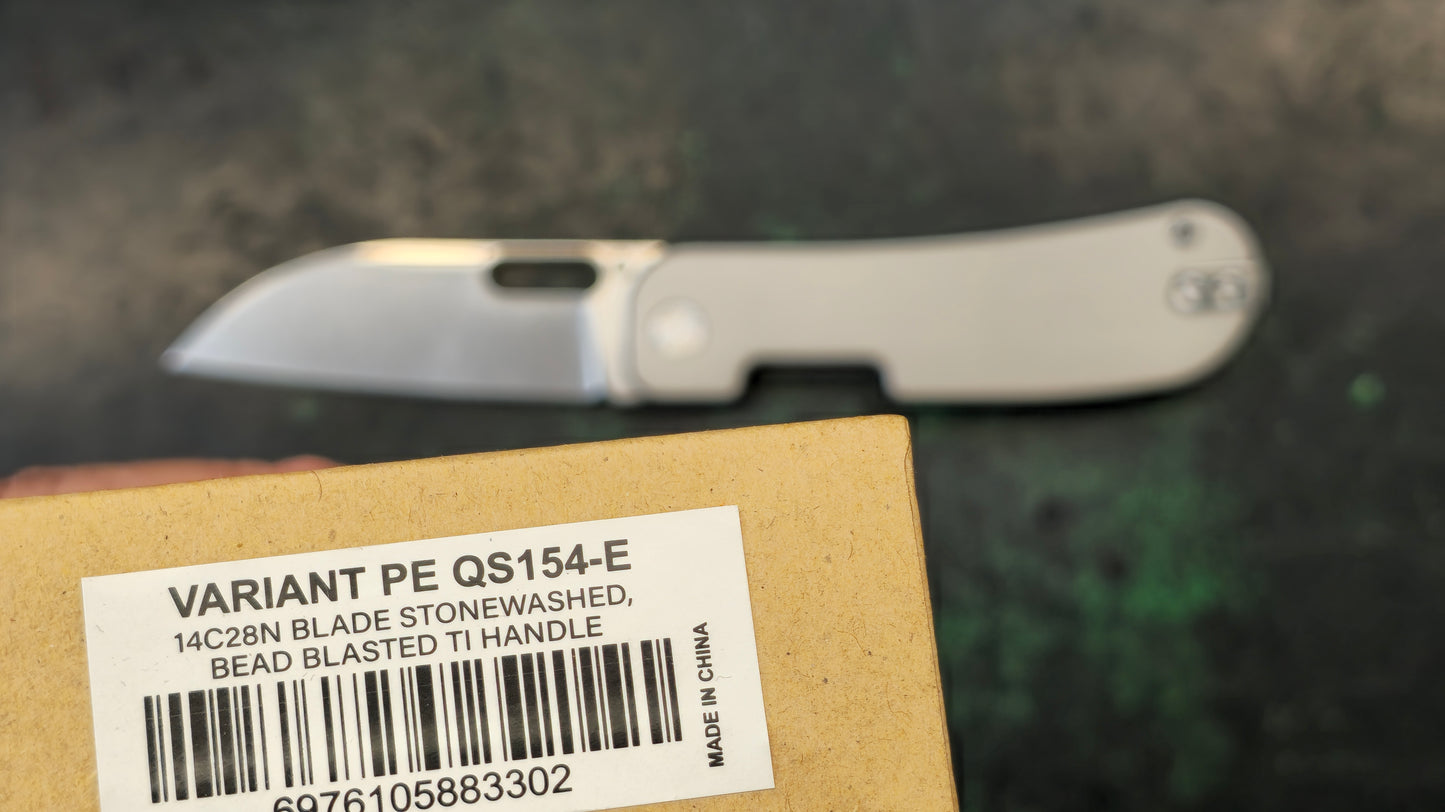 QSP Variant PE Folding Knife Beadblast Titanium Handle 14C28N (NEW - OPEN BOX)