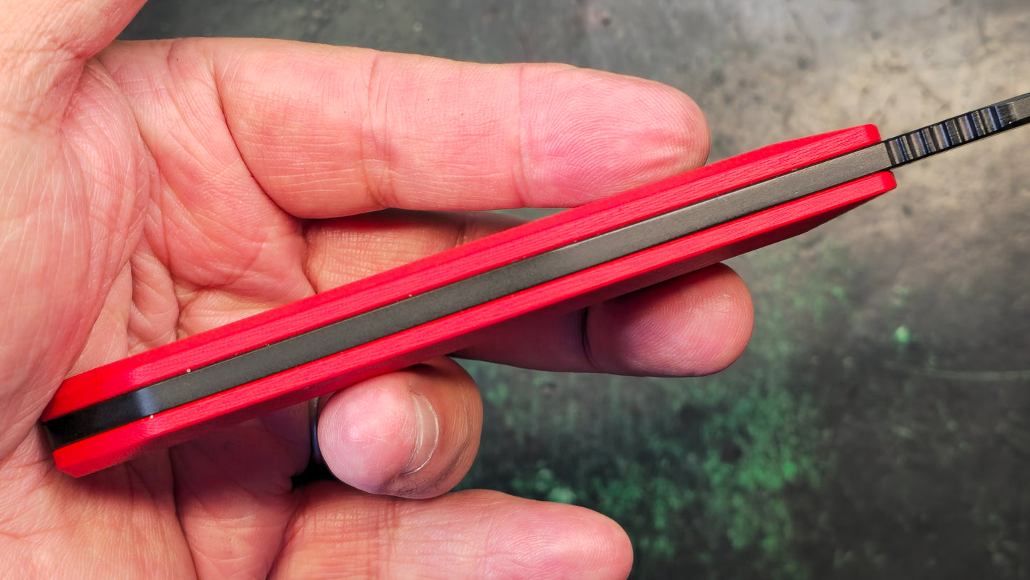 Kubey Basilisk Fixed Blade Knife Red G10 Handle 14C28N Drop Point Plain Edge Blackwash Finish (NEW - OPEN BOX)
