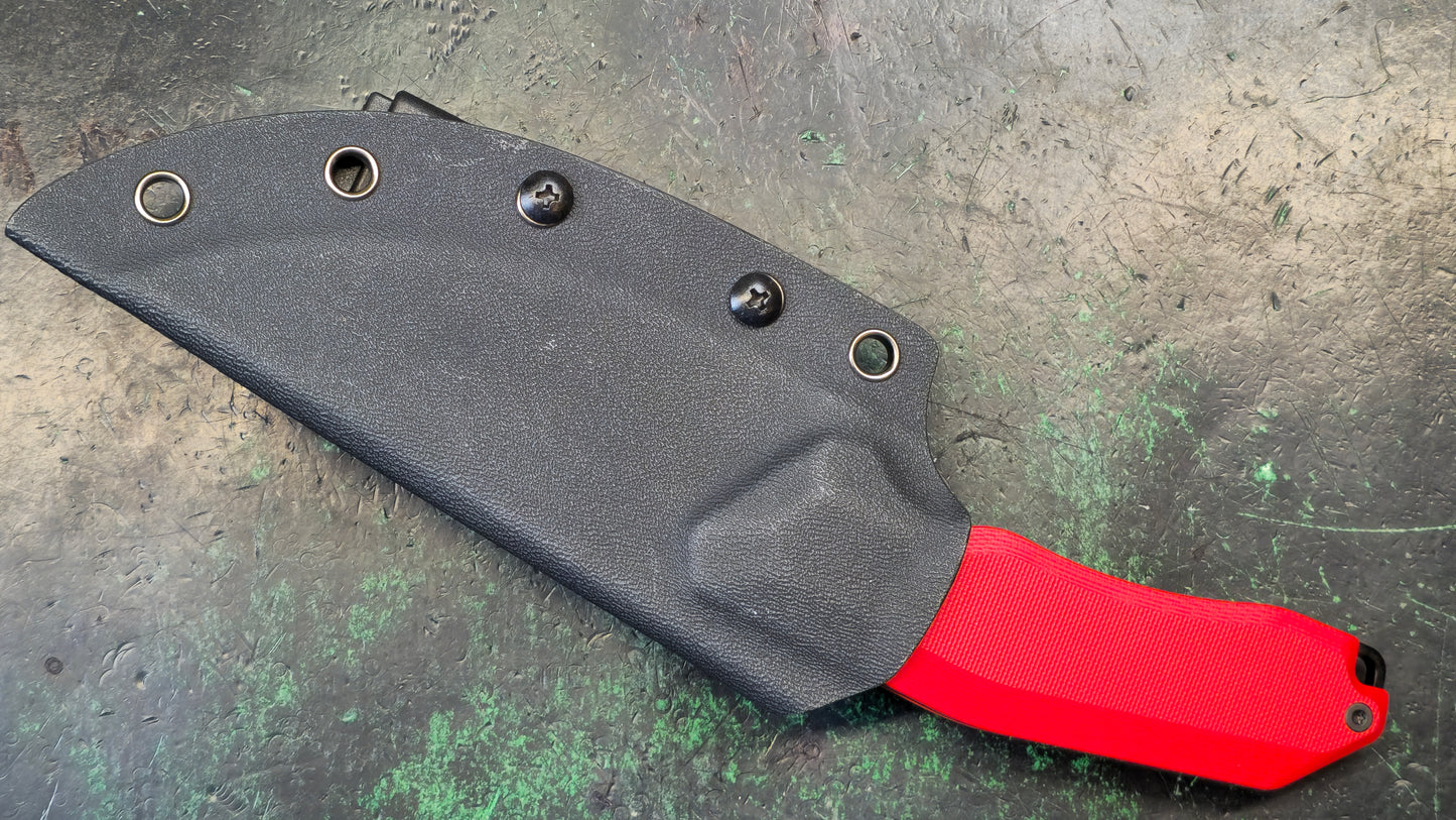 Kubey Basilisk Fixed Blade Knife Red G10 Handle 14C28N Drop Point Plain Edge Blackwash Finish (NEW - OPEN BOX)