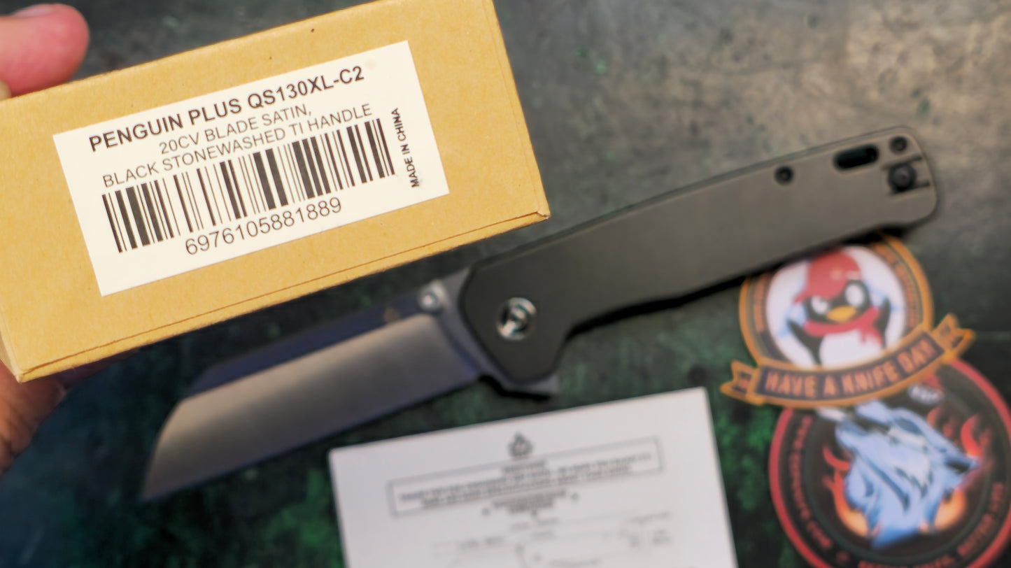 QSP Penguin Plus Frame Lock Pocket Knife 20CV Blade Titanium Handle (NEW - OPEN BOX)