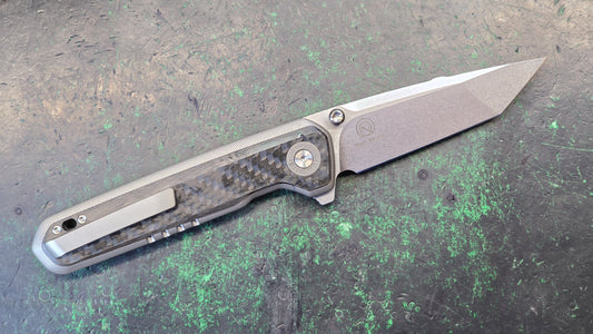 Twosun TS473 Folding Knife Titanium/Carbon Fiber Handle 14C28N Plain Edge (NEW)