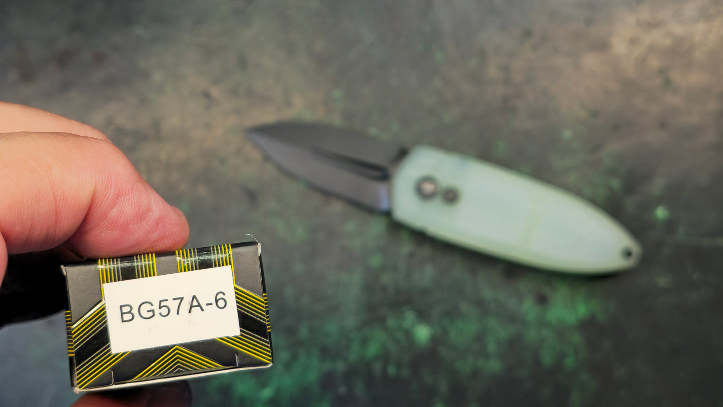 Bestech QuQu Cricket Folding Knife Jade G10 Handle 14C28N Plain Edge Black DLC (NEW - OPEN BOX)