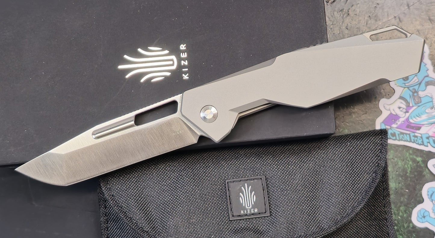 Kizer Beyond Tanto Folding Knife Frame Lock S35VN Blade Titanium Handle (NEW - OPEN BOX)