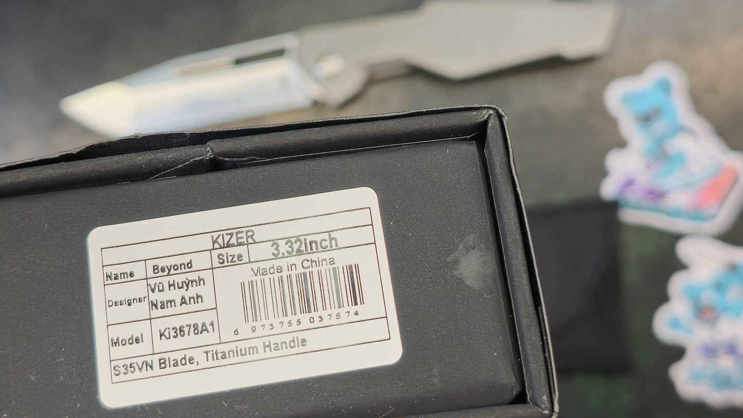 Kizer Beyond Tanto Folding Knife Frame Lock S35VN Blade Titanium Handle (NEW - OPEN BOX)