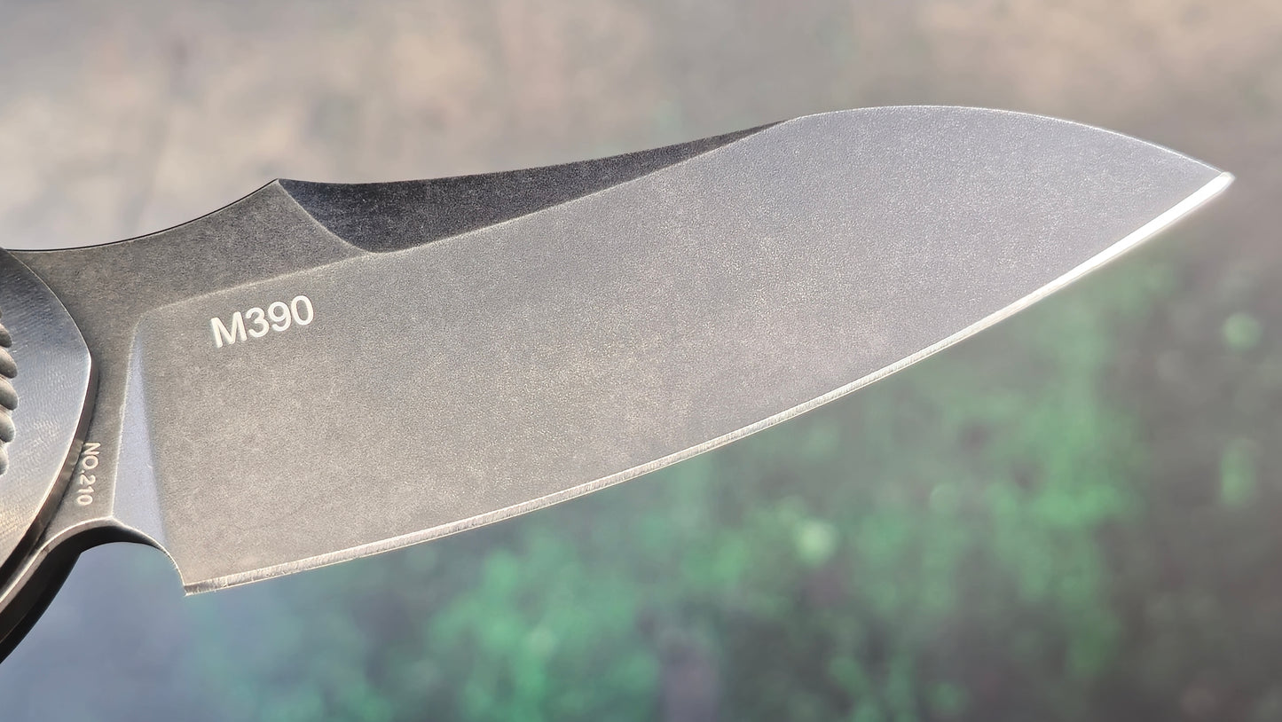Rike Knife RK1503 Flipper Knife Black Titanium (3.25" Stonewash) (USED)