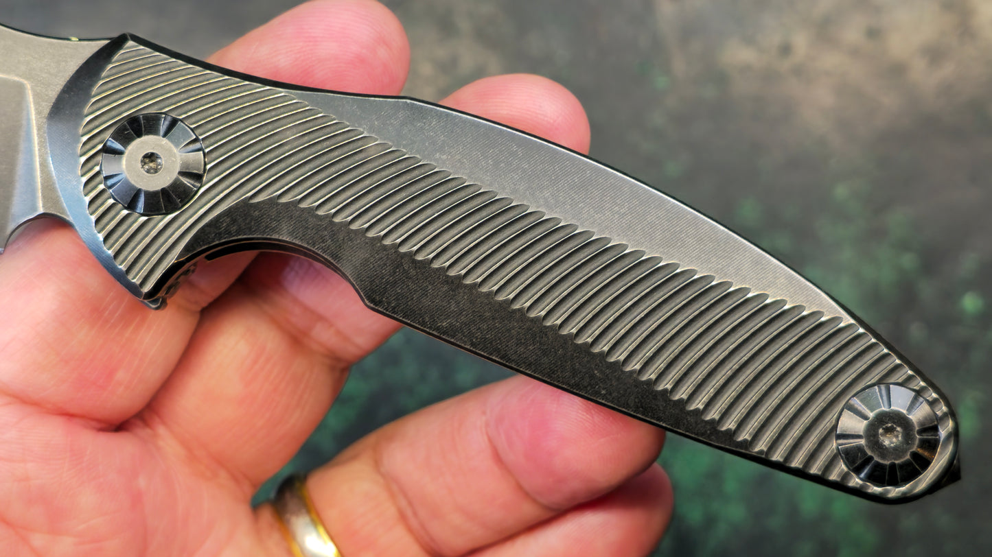 Rike Knife RK1503 Flipper Knife Black Titanium (3.25" Stonewash) (USED)